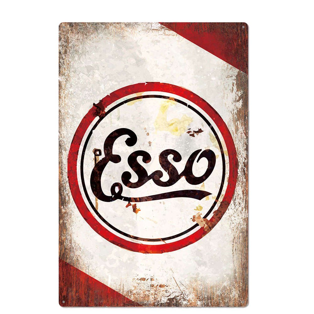 placa de metal vintage esso rojo negro placa de metal vintage esso rojo negro