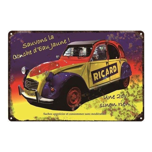 placa metalica vintage 2cv ricard