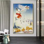 cartel alpes jura esqui vintage