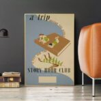 affiche bibliotheque vintage