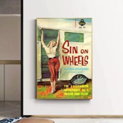 affiche caravane vintage avec pin up
