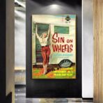 affiche caravane vintage avec pin up