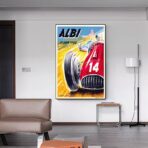 cartel de carreras de autos vintage