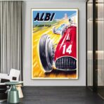 cartel de carreras de autos vintage