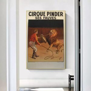 cartel vintage del circo leon
