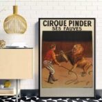 cartel vintage del circo leon