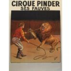 cartel vintage del circo leon