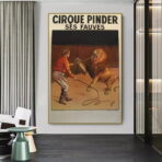 cartel vintage del circo leon
