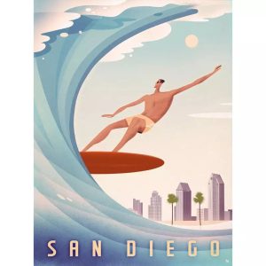 cartel vintage de competicion de surf