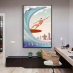 cartel vintage de competicion de surf