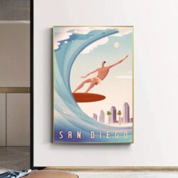 cartel vintage de competicion de surf