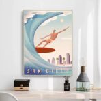 cartel vintage de competicion de surf