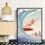 cartel vintage de competicion de surf