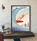 cartel vintage de competicion de surf