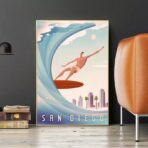 cartel vintage de competicion de surf