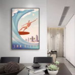 cartel vintage de competicion de surf
