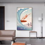 cartel vintage de competicion de surf
