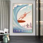 cartel vintage de competicion de surf