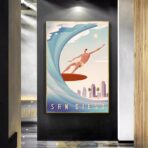 cartel vintage de competicion de surf
