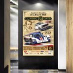 cartel de carreras de automovilismo vintage