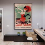 poster vintage champan puro damery epernay