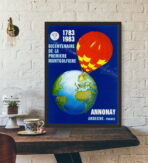 cartel vintage en globo aerostatico