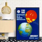 cartel vintage en globo aerostatico