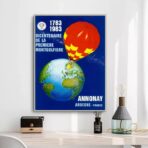 cartel vintage en globo aerostatico