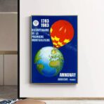cartel vintage en globo aerostatico