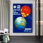 cartel vintage en globo aerostatico