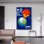 cartel vintage en globo aerostatico