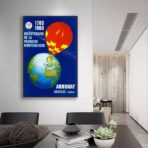 cartel vintage en globo aerostatico