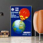 cartel vintage en globo aerostatico