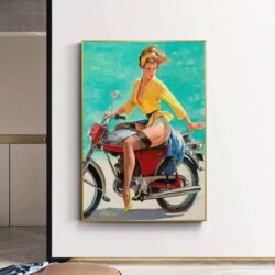 cartel de moto pin up