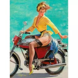 cartel de moto pin up