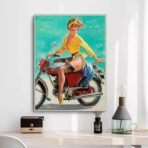 cartel de moto pin up