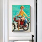 cartel de moto pin up