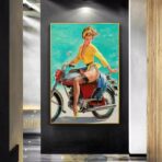 cartel de moto pin up