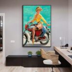 cartel de moto pin up