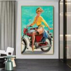 cartel de moto pin up