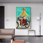 cartel de moto pin up