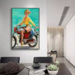cartel de moto pin up