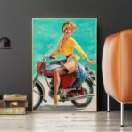 cartel de moto pin up