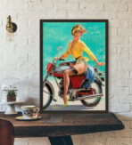 cartel de moto pin up