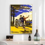 cartel publicitario de moto vintage