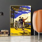 cartel publicitario de moto vintage