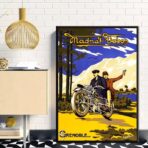 cartel publicitario de moto vintage