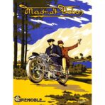 cartel publicitario de moto vintage