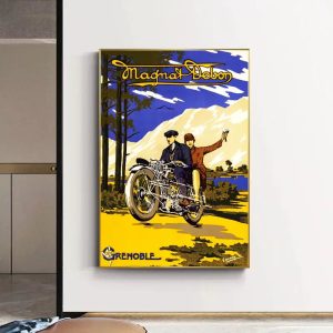 cartel publicitario de moto vintage