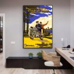 cartel publicitario de moto vintage